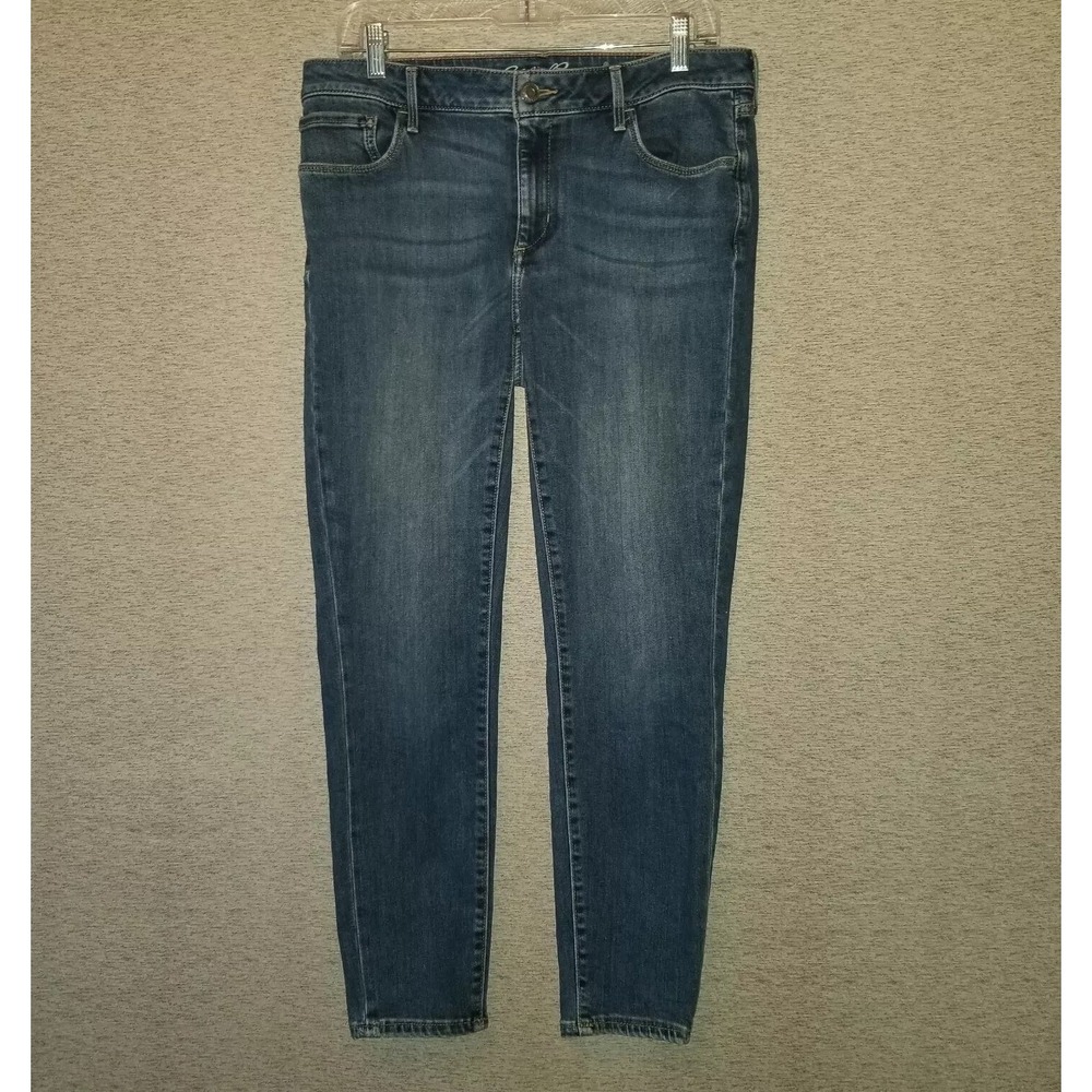 Eddie Bauer Jeans Women's 12 (33x36) Slightly Curvy High Rise Blue Denim Stretch